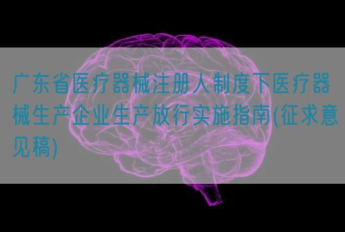 廣東省醫(yī)療器械注冊人制度下醫(yī)療器械生產(chǎn)企業(yè)生產(chǎn)放行實(shí)施指南(征求意見稿)(圖1)